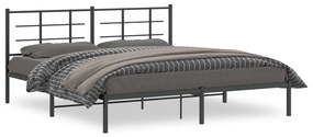 vidaXL Estrutura de cama em metal com cabeceira 180x200 cm preto