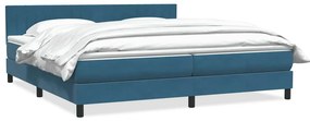 vidaXL Cama com molas/colchão 180x210 cm veludo azul-escuro