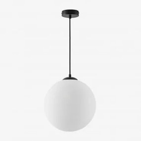 Candeeiro De Teto Em Ferro Com Bola De Vidro Uvol Preto & Ø30 Cm - Sklum