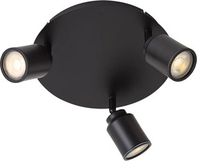 Foco de banheiro moderno preto 3 luzes IP44 - Ducha