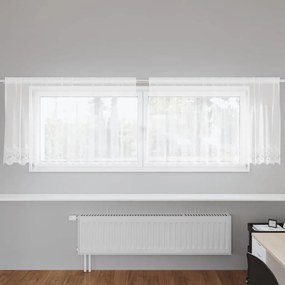 vidaXL Cortinas com cortinas Floral Branco 300 x 80 cm Poliéster