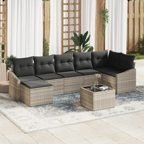 vidaXL Conjunto de Sofá de Jardim de 8 Peças com Almofadas Cinza em Rattan Sintético