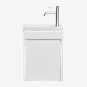 Conjunto De Móvel De Casa De Banho Madeira Com Lavatório Integrado Narek Branco & Sem Espelho & Cinzento Escovado ↑20 Cm - Sklum