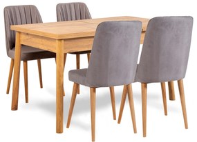 Conjunto de Mesa e Cadeiras Costa – Pinho Atlântico Cinzento – Mesa: 1