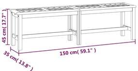 Banco de jardim 150 cm madeira de acácia maciça