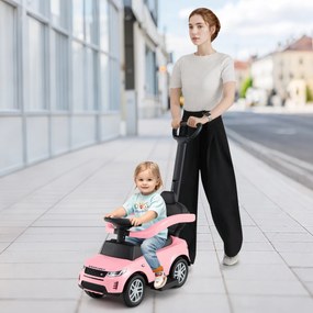 Carro de empurrar 3 em 1 para crianças de 18 a 36 meses com alça removível com buzina e som Rosa