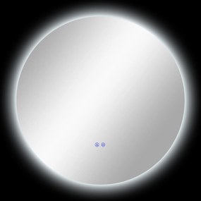 Kleankin Espelho Redondo Luminoso LED de Banheiro Ø 70 cm de Parede Interruptor Tátil de Iluminação Sistema Antineblina 35 W Prateado | Aosom Portugal