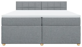 Cama com molas/colchão 200x200 cm tecido cinza-claro
