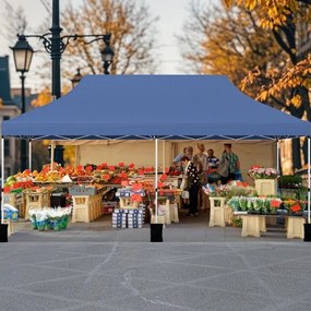 Tenda festas, eventos de 3 x 6 m com pesos e bolsa de transporte dobrável com altura ajustável Pavilhão de jardim Azul