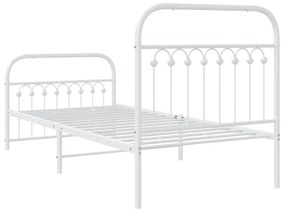 Estrutura de cama com cabeceira e pés 90x190 cm metal branco