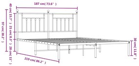 Estrutura de cama com cabeceira 183x213 cm metal preto