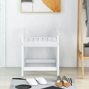 Banco de banho com braços, banco impermeável para casa de banho, 58 x 52 x 61,5 cm, branco