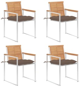 Cadeiras de jardim c/ almofadões 4 pcs madeira de teca maciça