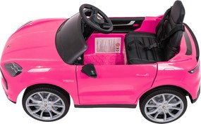Carro elétrico para Crianças 2 a 5 anos 12V Porsche Cayenne, Rodas de espuma EVA, Controlo Remoto, assento Couro ecológico preto Rosa