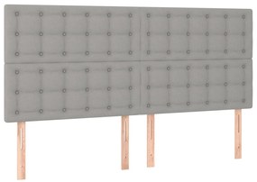 Cabeceira de cama c/ LED tecido 160x5x118/128 cm cinza-claro