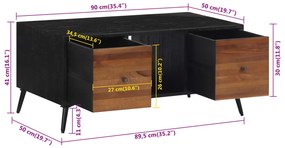 Mesa de centro 90x50x41 cm teca recuperada maciça