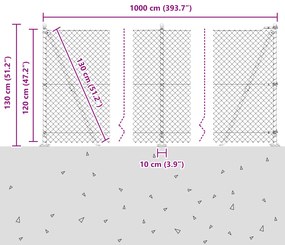 Cerca de Cadeia com 7 Postes Flangeados 1,2x10 m Aço Galvanizado