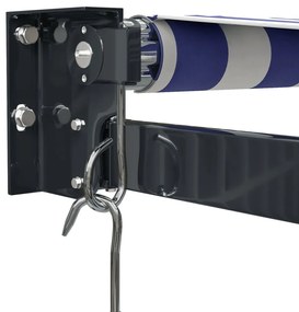 Toldo retrátil 3x2,5 m tecido e alumínio azul e branco