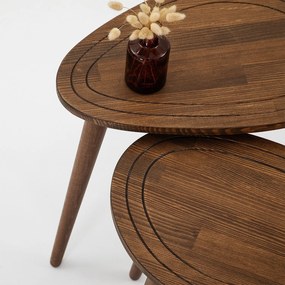 Conjunto de Mesas de Apoio Sweet - Cor Nogueira - 50cm x 48cm x 33cm e