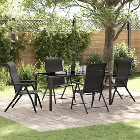vidaXL Conjunto de Jantar de Jardim 5 Peças Preto Rattan Poliéster