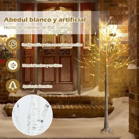 Árvore de Natal artificial de 150 cm com ramos de bétula e 72 luzes LED brancas Mini árvore decorativa Branca