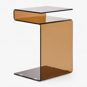 Pack De 2 Mesas De Cabeceira 40x35 Cm Em Vidro Diora Castanho - Sklum