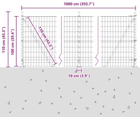 Cerca Euro com 7 Postes Flangeados 1x10 m de Aço Galvanizado