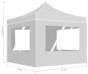 Tenda dobrável profissional com paredes 2x2m alumínio branco