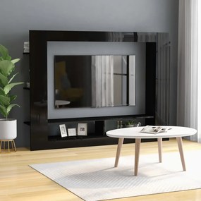 vidaXL Móvel de TV 152x22x113 cm derivados de madeira preto brilhante