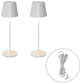 Conjunto de 2 candeeiros de mesa brancos com dimmer e recarregáveis - Murdock