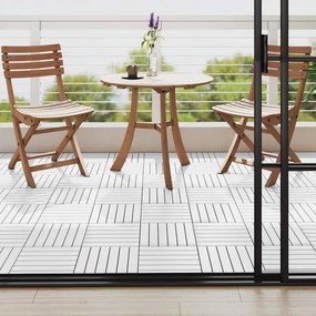 vidaXL Ladrilhos de terraço 10 pcs 30x30 cm acácia maciça branco