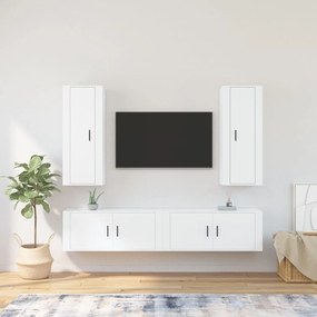 Conjunto móveis de TV 4 pcs madeira processada branco