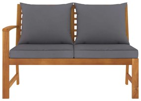 Banco de jardim 114,5 cm com almofadão cinzento-escuro acácia