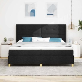 vidaXL Cama Box com colchão com cabeceira Preto 200 x 200 cm tecido