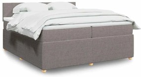 vidaXL Cama com molas/colchão 200x200 cm tecido castanho-acinzentado