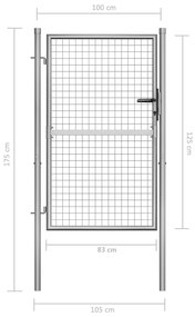 Portão de jardim em aço galvanizado 105x175 cm prateado