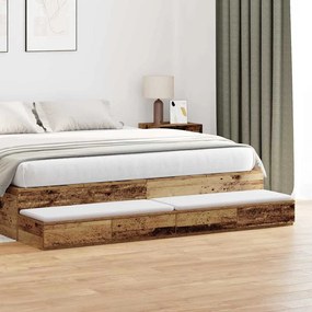 Gavetas de Cama vidaXL em Madeira Velha 180x36,5x16,5 cm em Madeira de Engenharia