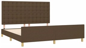 Estrutura de cama 180x200 cm tecido castanho-escuro