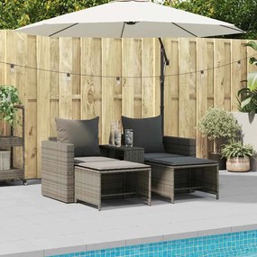 5 pcs conjunto sofás de jardim c/ almofadões empilhável vime PE