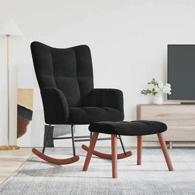 vidaXL Cadeira de baloiço com banco veludo preto
