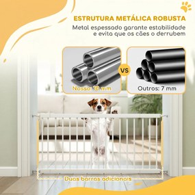 Barreira de Segurança Extensível para Cães Pequenos 67-93,5 cm Altura 45 cm para Portas e Escadas Branco