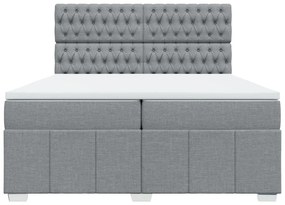 Cama com molas/colchão 200x200 cm tecido cinza-claro
