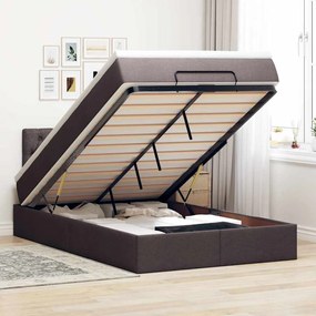 Cama otomana com colchão 120x200 cm tecido castanho escuro