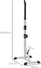 Suporte para Barras de Pesos Ajustável 2 Peças de Aço Treino em Casa Peso 200 kg 58,5x75,5x136-176 cm  Prata e Preto