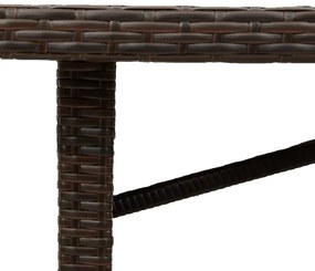 Mesa de jardim com tampo de vidro 190x80x75 cm vime PE castanho