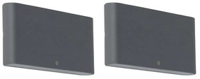 Conjunto de 2 Apliques de Parede Exterior Cinzento Escuro 17,5 cm com LED - Batt Moderno