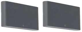 Conjunto de 2 Candeeiros de Parede Exteriores Cinzento Escuro 17,5 cm Incl. LED - Batt