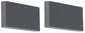Conjunto de 2 candeeiros de parede para exterior cinzento escuro 17,5 cm incluindo LED - Batt Moderno