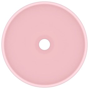 Lavatório WC luxuoso redondo 32,5x14cm cerâmica rosa mate