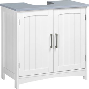 Móvel de casa de banho para lavatório (NÃO INCLUIDO) com duas portas e prateleiras ajustáveis 60 x 33 x 60 cm branco